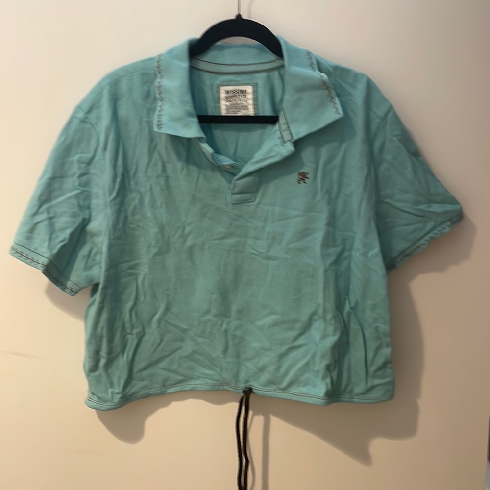 Blue collared crop top